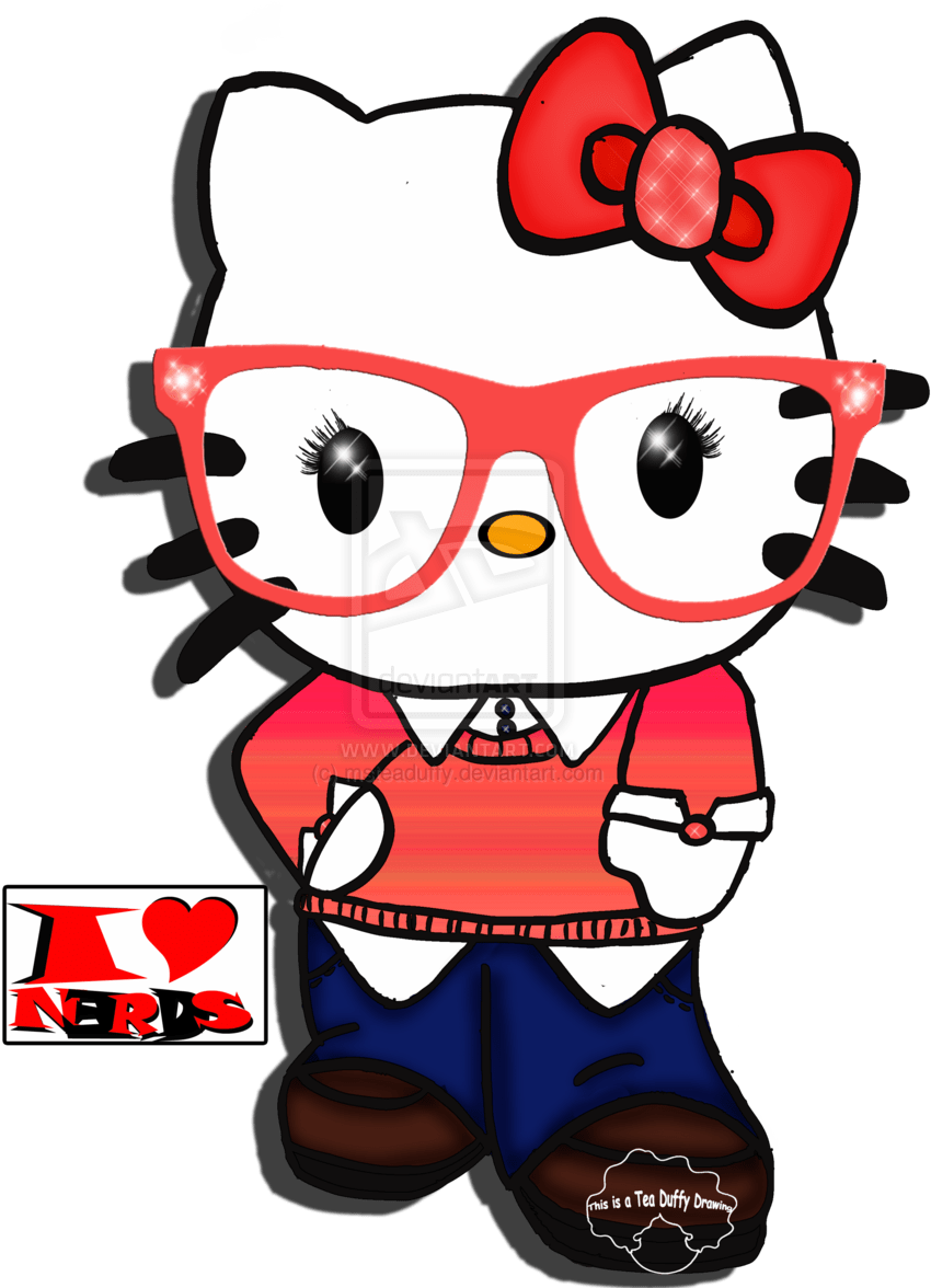 Nerd Hello Kitty Backgrounds - Hello Kitty Cute Nerd (900x1238)
