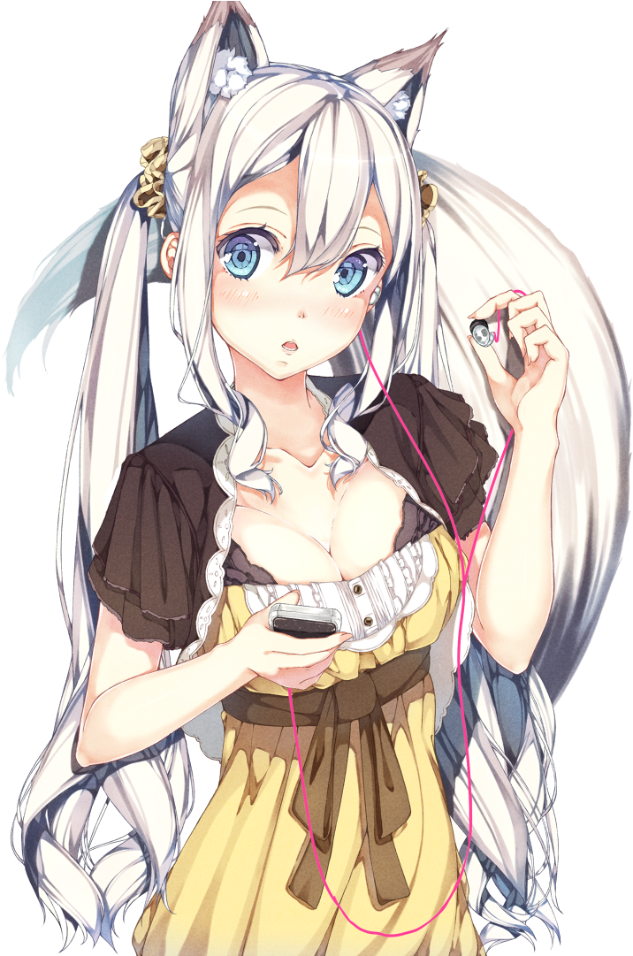 Do You Want To Listen To Music With Me - Anime Fantasy Wolf Girl (765x1080)