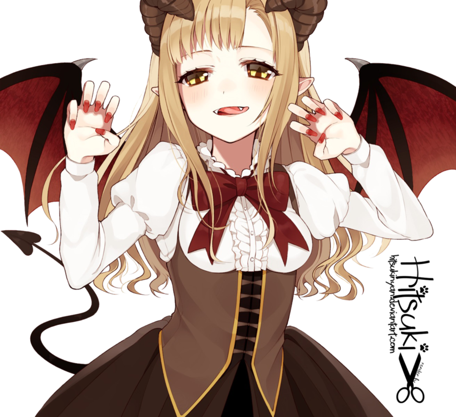 [render] Animegirl Demon By Hitsukinyan On Deviantart - Anime Girl Demon Render (934x855)