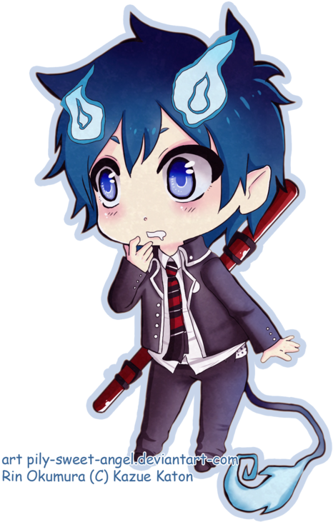 Rin Okumura By Pily - Draw Rin Okumura Chibi (600x806)