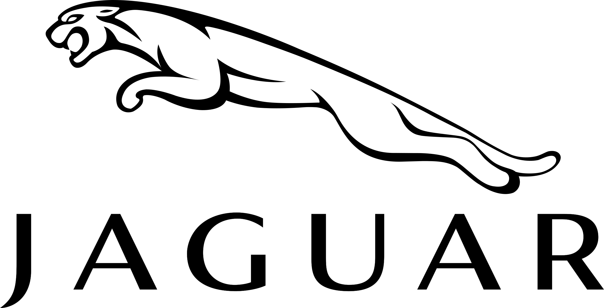 Jaguar Cars Logo Black And White - Jaguar Logo (2400x1225)