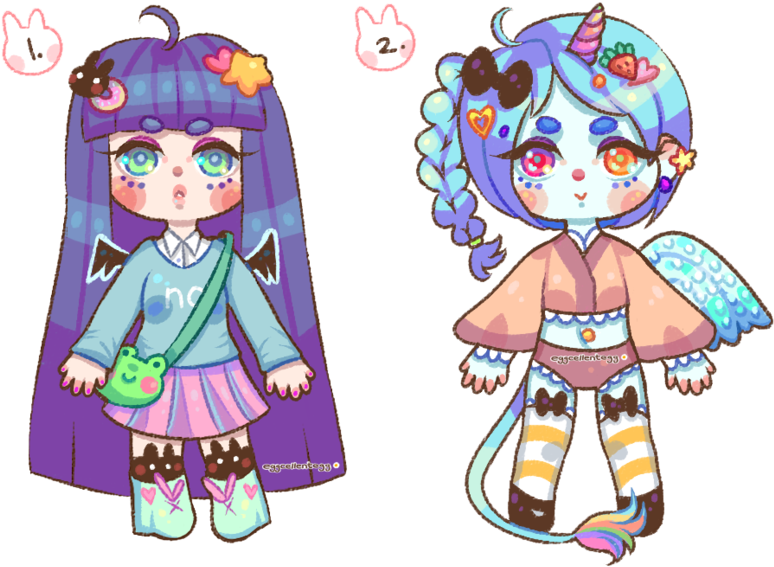 Kawaii Girls By Eggcellentegg - Cartoon (800x584)