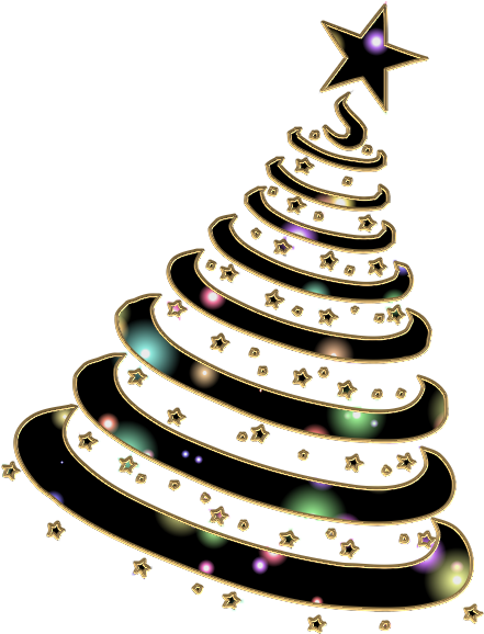 Christmas Tree - Stickers Muraux Noel : Sapin Spirales Étoiles (450x650)