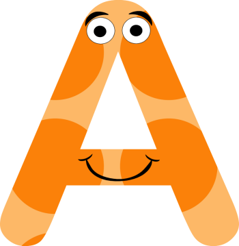 Orange Letter A With Funny Eyes Child's Play - Orange Letter A With Funny Eyes Child's Play (350x359)