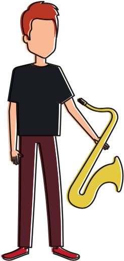 Man Playing Saxophone Character - Vector Graphics (550x550)