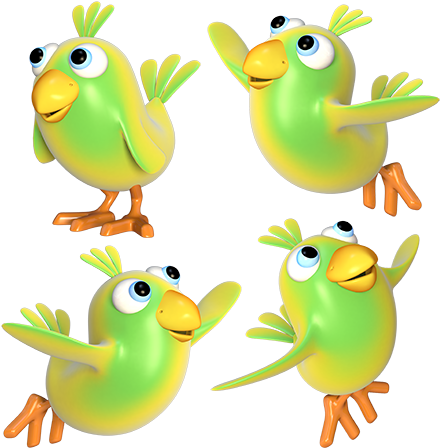 Hippopotame I - Stickers Effet 3d- Kit Oiseaux Verts (800x800)
