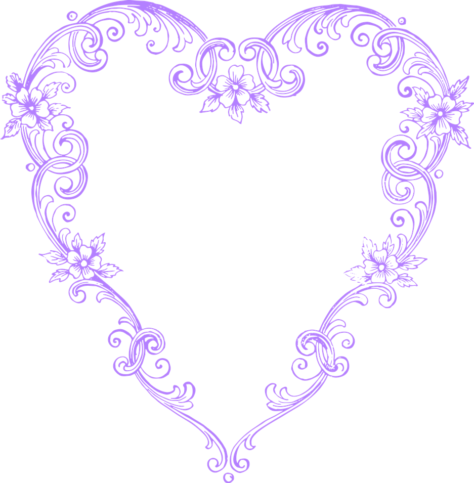 Free Images Fancy Vintage Purple Heart Clip Art Image - Vintage Heart Clip Art (937x955)