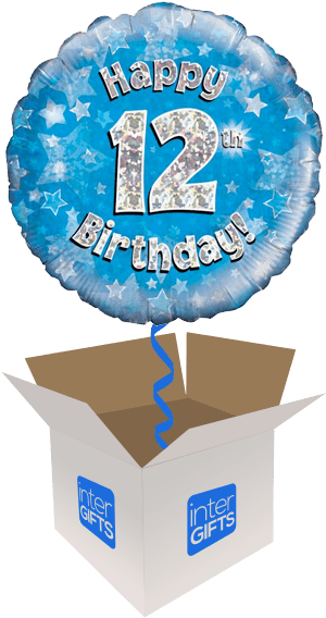 12th Birthday Blue Holographic - Happy 12 Birthday Ballons (568x568)