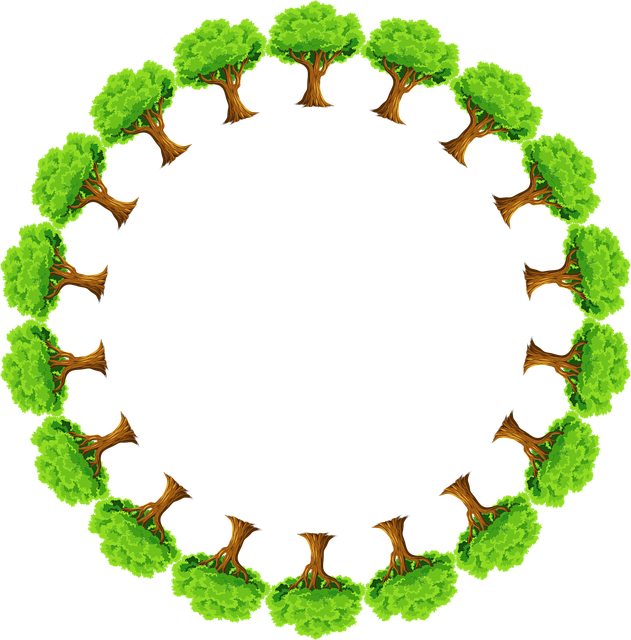 The French Forest Market Is Correlated With The Forest - Green Round Frame Png (631x640)