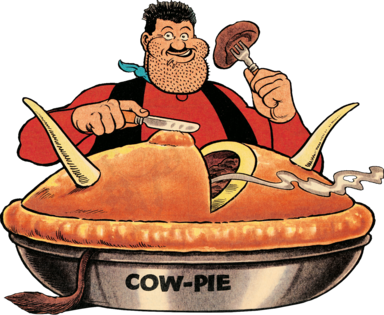 Pies Clipart Cow - Desperate Dan Cow Pie (384x315)