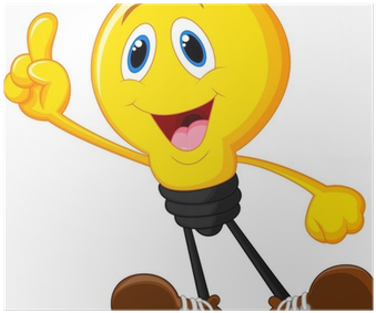 Cartoon Light Bulb Pointing His Finger Poster • Pixers® - Bright Idea Free Clipart (400x400)