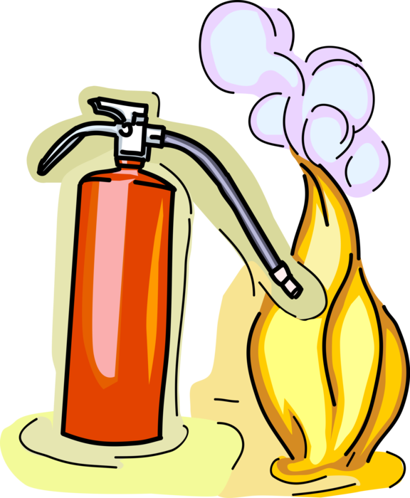 Vector Illustration Of Fire Extinguisher Discharges - Fire Extinguisher Clip Art (576x700)