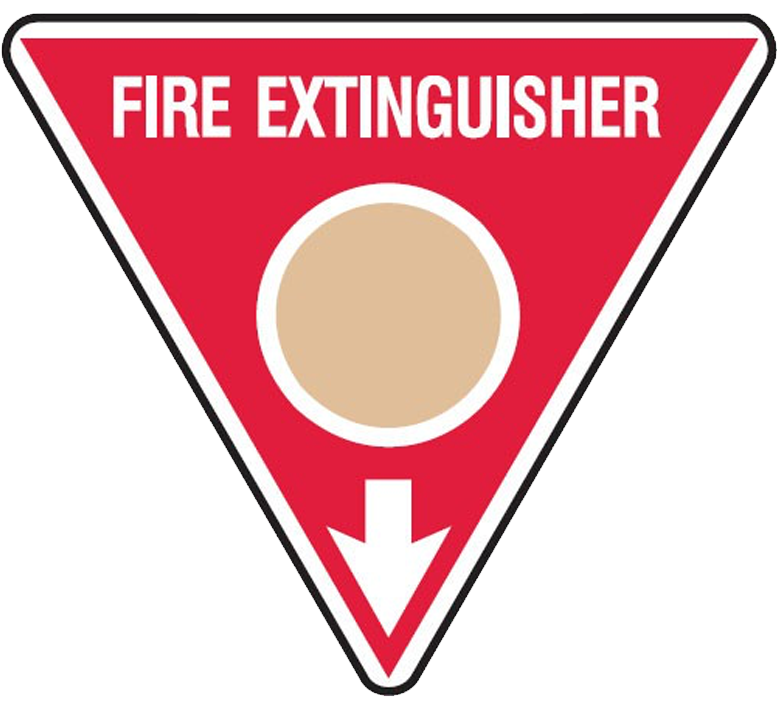 Brady Fire Marker / Disc Signs - Fire Extinguisher Triangle Sign (800x800)