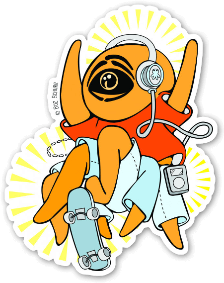 Orange Skater Squid Sticker - Squid (484x600)