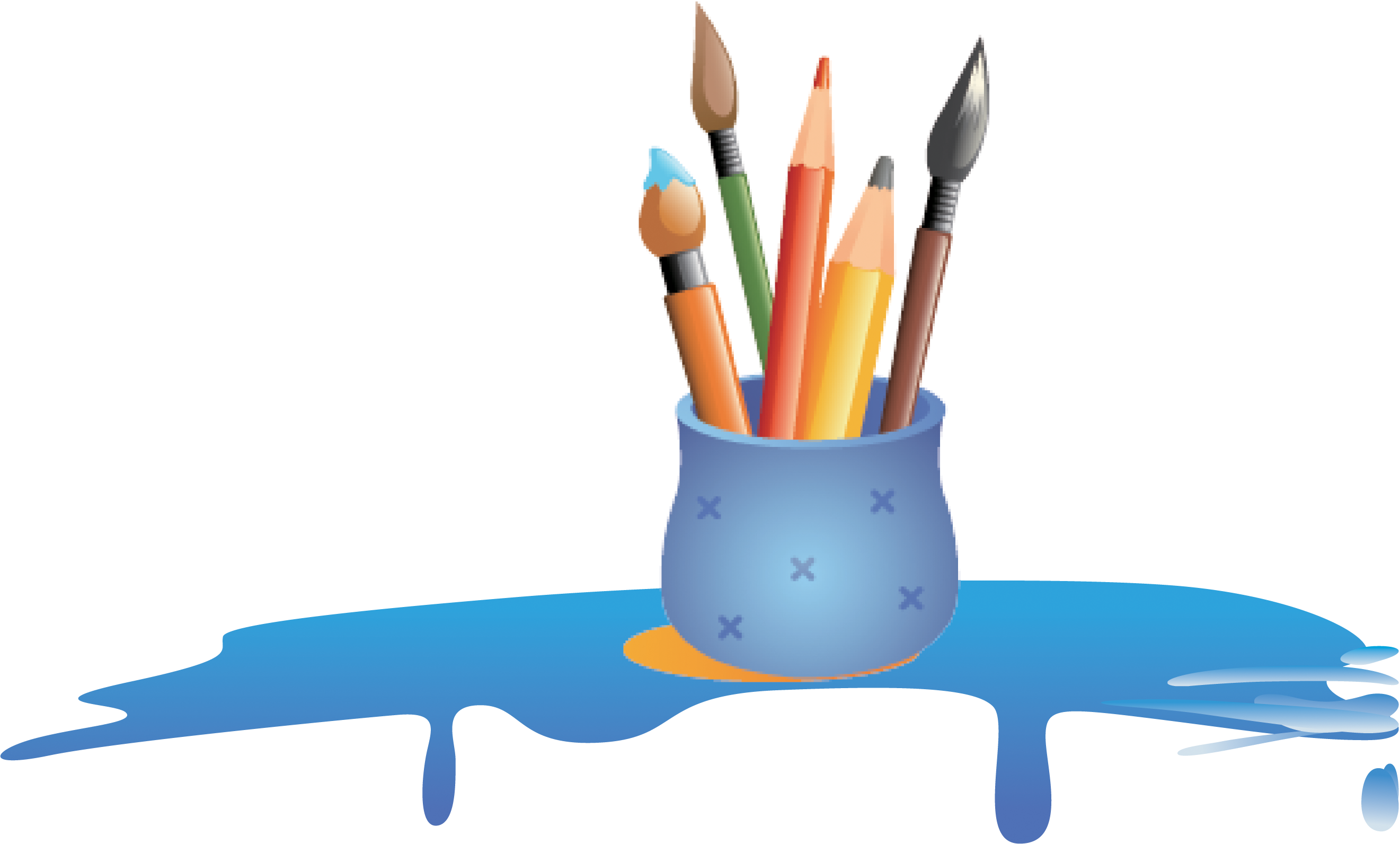 Colored Pencil Painting - Cartoon Transparent Pencils Png (2642x1592)