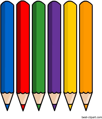 Six Color Pencils, Free Clipart Image - Clip Art (450x450)
