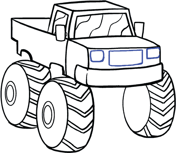 How To Draw A Monster Truck In A Few Easy Steps - Drawing A Monster Truck Step By Step (678x600)