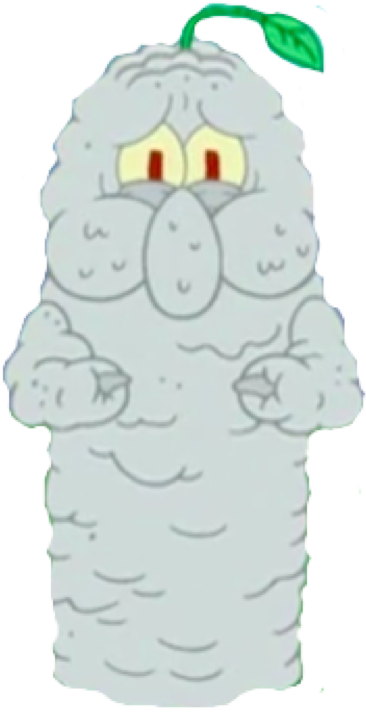 Smelly - Squidward With A Leaf On His Head (387x754)