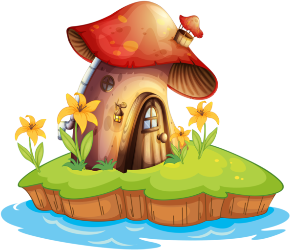 Champignons,png,tubes - Mushroom House Cartoon Png (600x517)