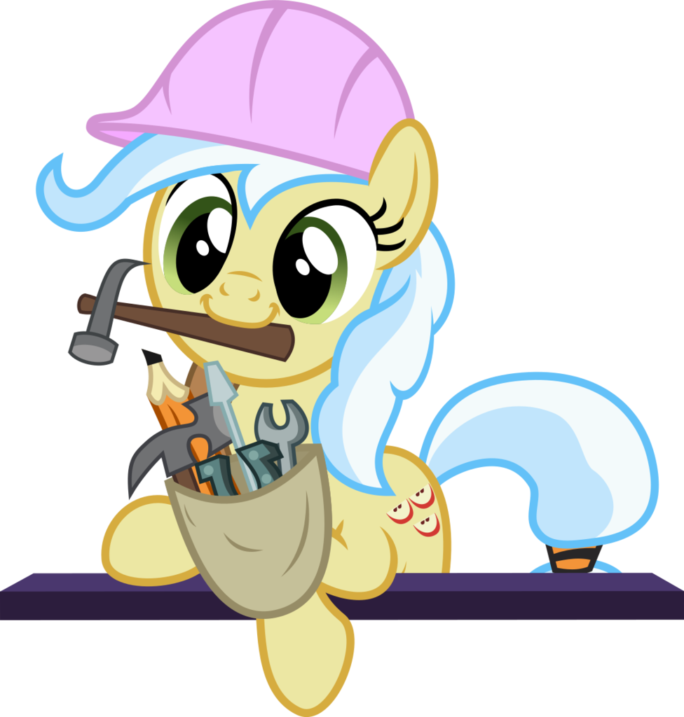 Punzil504, Cute, Earth Pony, Female, Hammer, Hard Hat, - Cartoon (976x1024)