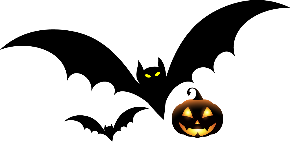 Bat Halloween Png Clipart - Halloween Png (1002x491)
