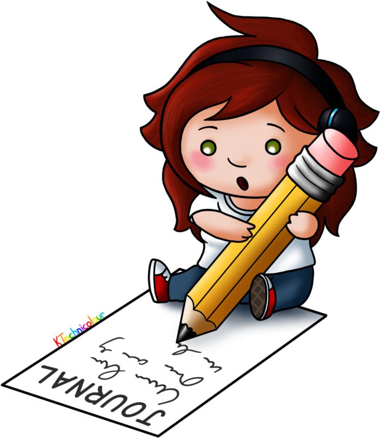 Journal Footer Pencil Chibi By Ktechnicolour - Kawaii (860x929)