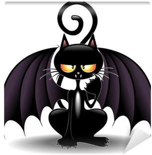 Halloween Bat Cat Cartoon-gatto Pipistrello Wall Mural - Сделай Себе Разгрузочный День Не Грузи Себя (400x400)