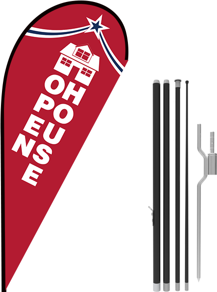 11ft Now House Stock Teardrop Flag With Ground Stake - Stock (800x600)