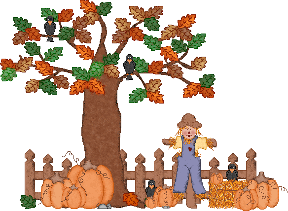 Animated Autumn Clipart - Fall Scarecrow (584x428)