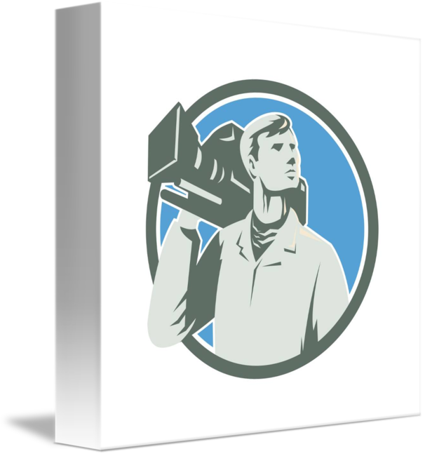 Cameraman Vintage Video Camera Shield Retro Orname (606x650)