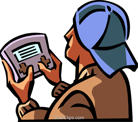 Boy Playing A Video Game Royalty Free Vector Clip Art - Playing Video Games Clipart Png (480x426)