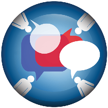 Man And Woman With Speech Bubbles - Woman (399x399)