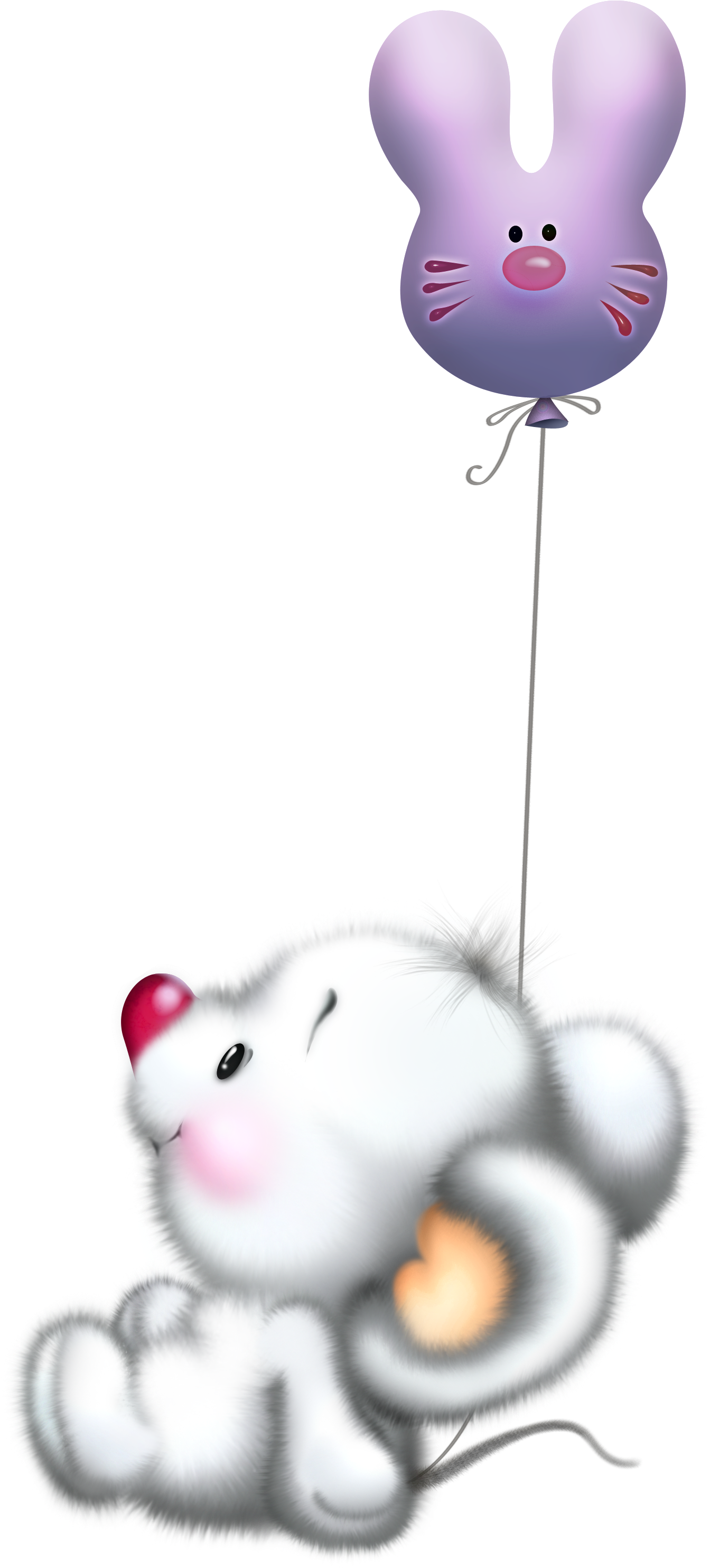 Mouse Clipart Kawaii - Cute White Mouse Cartoon (1403x3026)