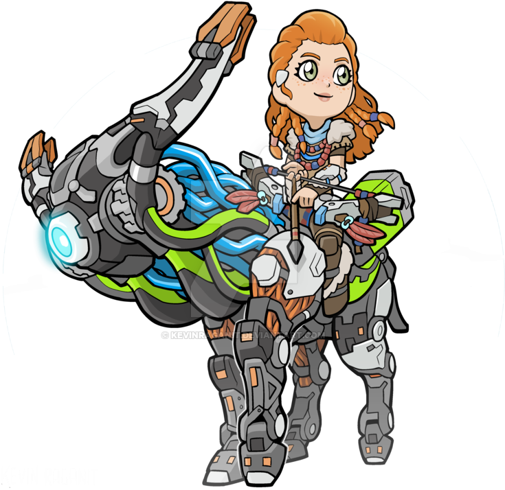 Aloy And Broadside By Kevinraganit - Horizon Zero Dawn Cute (800x800)
