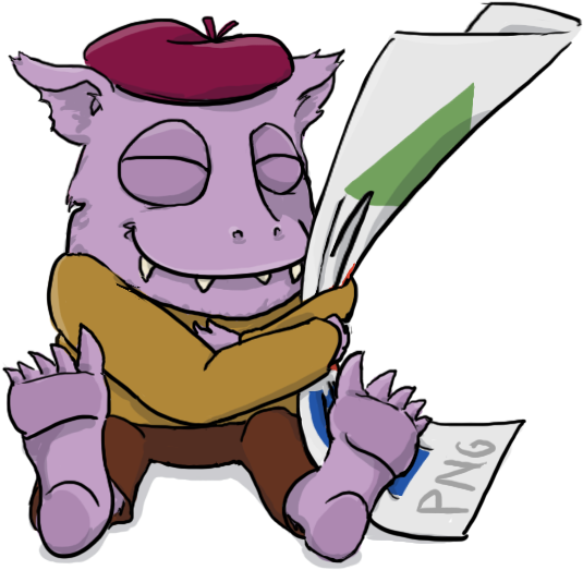 Snuggly Goblin With A Beret - Cartoon (623x579)