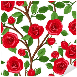 Seamless Background With Branches Of Red Roses - Painting (400x400)