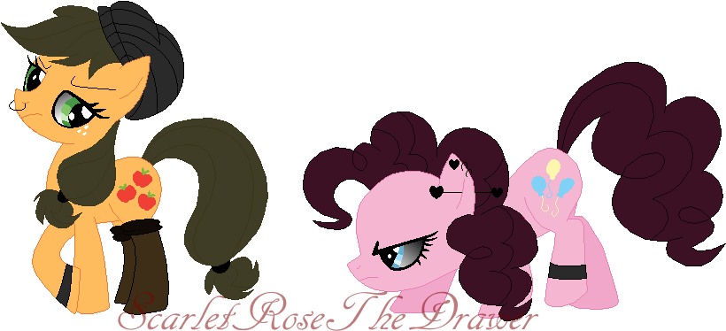 Emo-gothic Apple Jack And Pinkie Pie By Scarletrosetheartist - Cartoon (868x404)