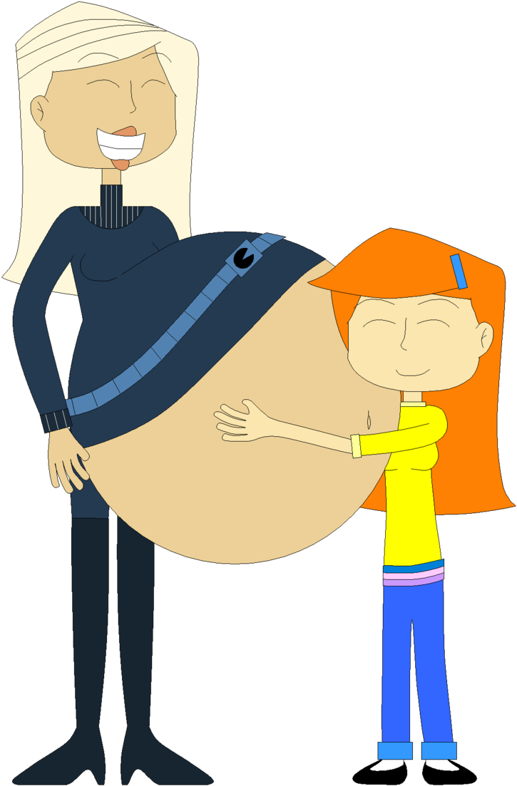 Daughter Hugs Mother's Belly By Angry-signs - Cartoon (725x1103)