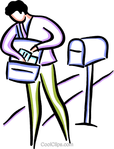 Postal Worker Delivering The Mail Royalty Free Vector - Clip Art (367x480)