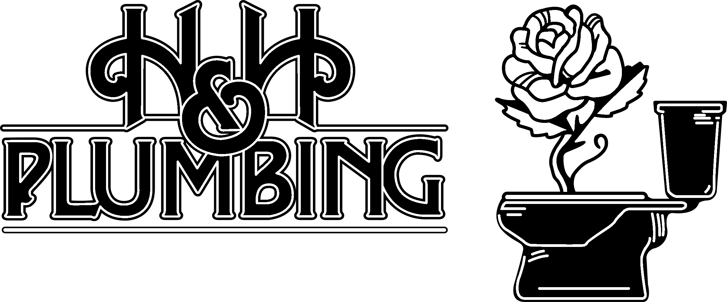 H & H Plumbing Logo Black And White - Plumbing (2400x998)