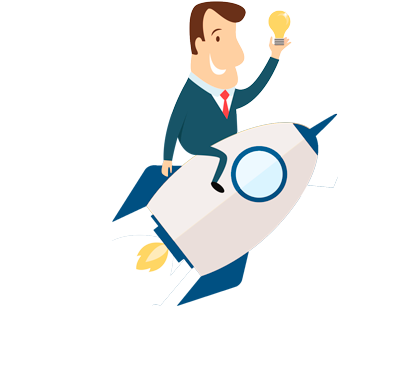Startup Solution By Ln Webworks - Cartoon Man On A Rocket (420x373)