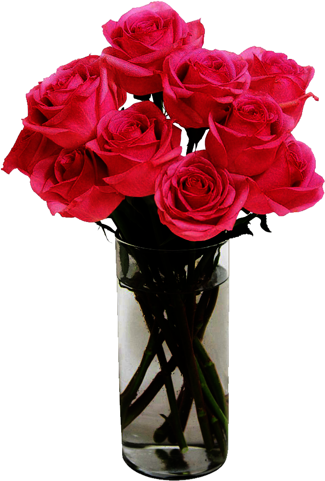 Buy Glass Vase Of Pink Roses Online At Best Price In - Pink Roses In Vase (1000x1000)