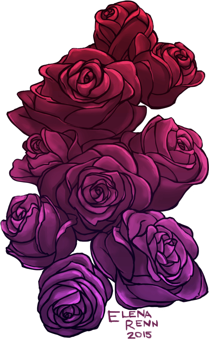Drawn Rose Digital - Purple Flower Drawing Png (800x1200)