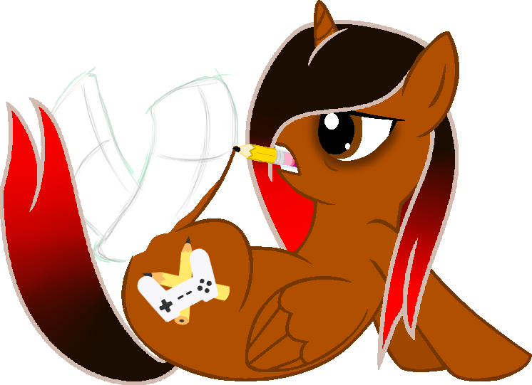 Drawing Myself By Jazzys-ponies - Cartoon (746x541)
