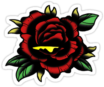 "traditional Rose Tattoo" Stickers By Smittyart - Rose (375x360)