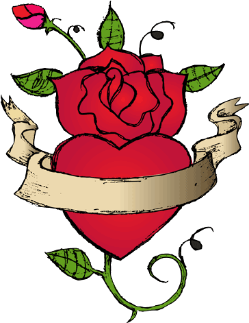 Image Heart Tattoos Transparent - Hear And Rose Tattoo Png (400x504)