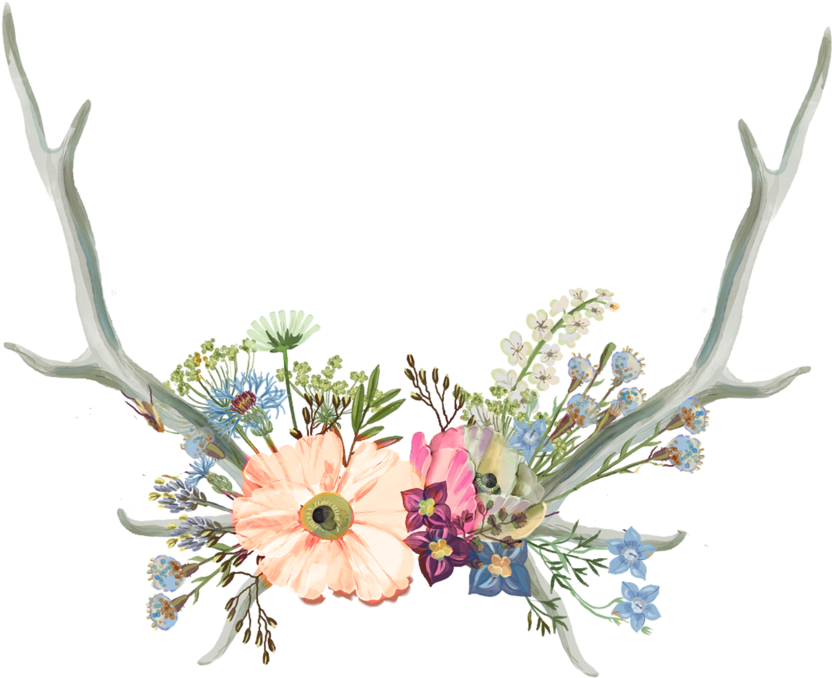 Deer Tumblr Aesthetic Flowercrown Fawn Ear Ears Antler - North Flower (1024x1024)