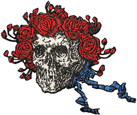 Grateful Dead Skull & Roses Shaped Standard Woven Patch - Skull And Roses Grateful Dead (480x512)