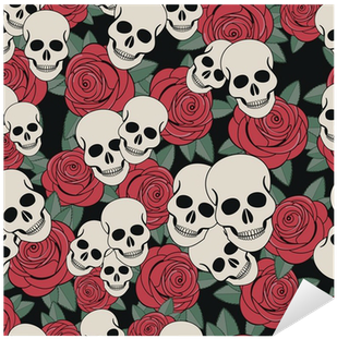 Vector Seamless With Roses And Skulls Sticker • Pixers® - Chef Masterpiece Gear New Pot Holder, Skulls (400x400)