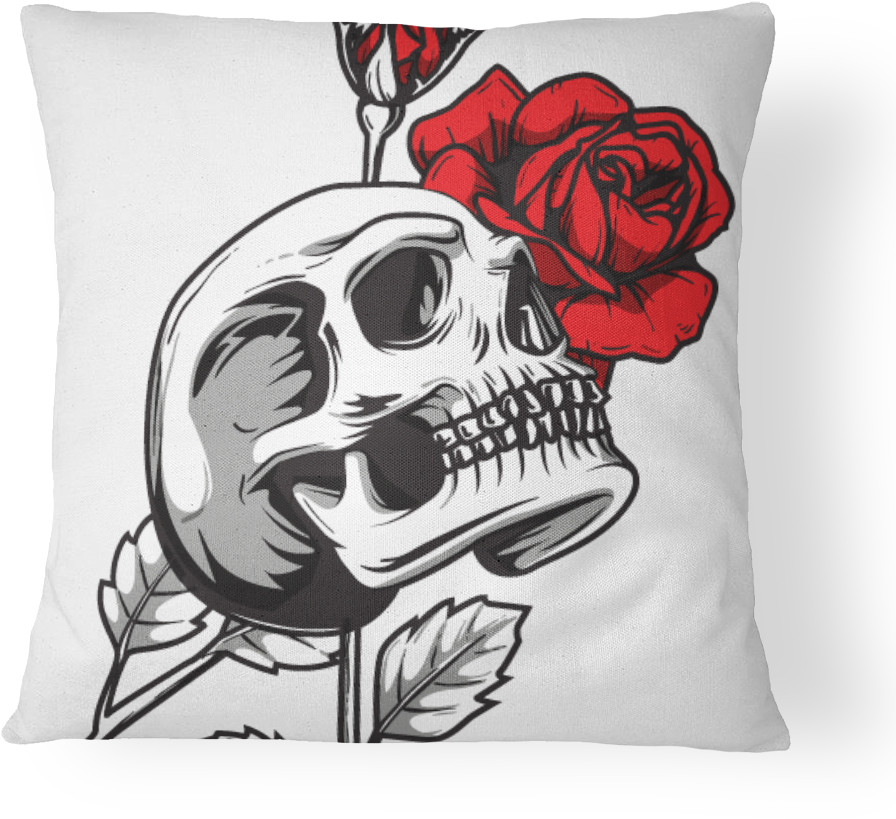 Skull & Rose Pillow Cover - Rose (1000x1000)